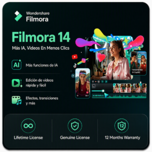 Wondershare Filmora 15 PRO 12 Meses licencia digital