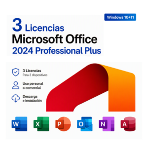 3 Licencias Microsoft Office 2024 Professional Plus digitales permanentes